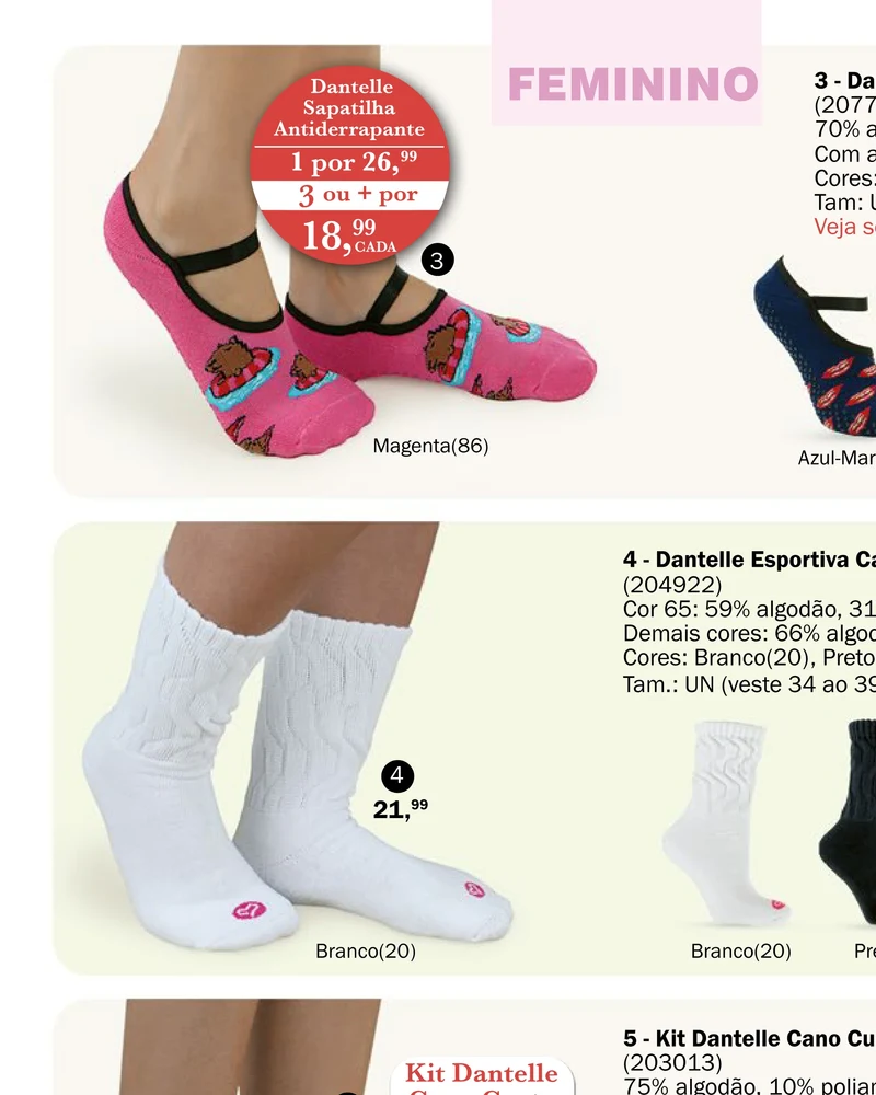 Dantelle Sapatilha Antiderrapante