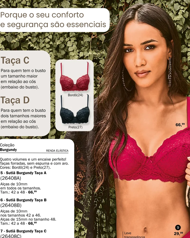 Sutiã Burgundy Taça D