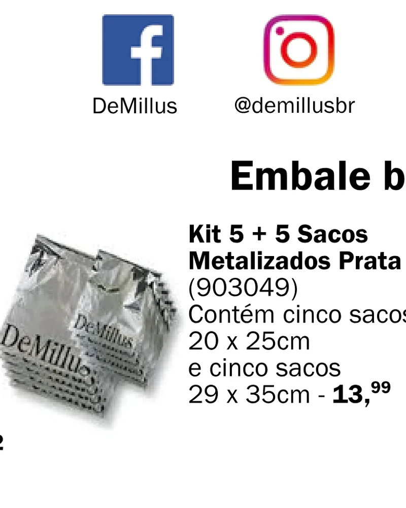 Kit 5 + 5 Sacos Metalizados Prata